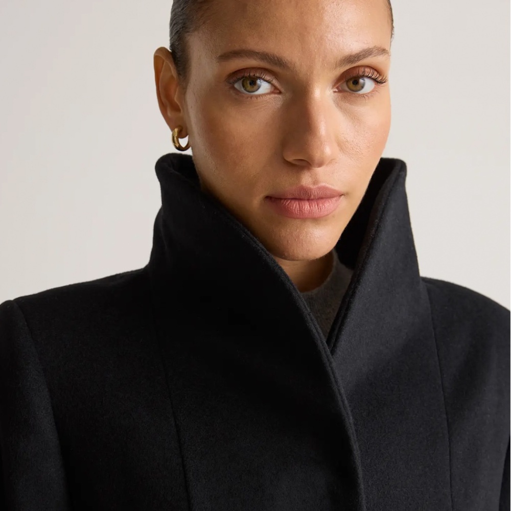 QUINCE Black Italian Wool Cacoon Coat Sz S NWT $190!! - Picture 3 of 6